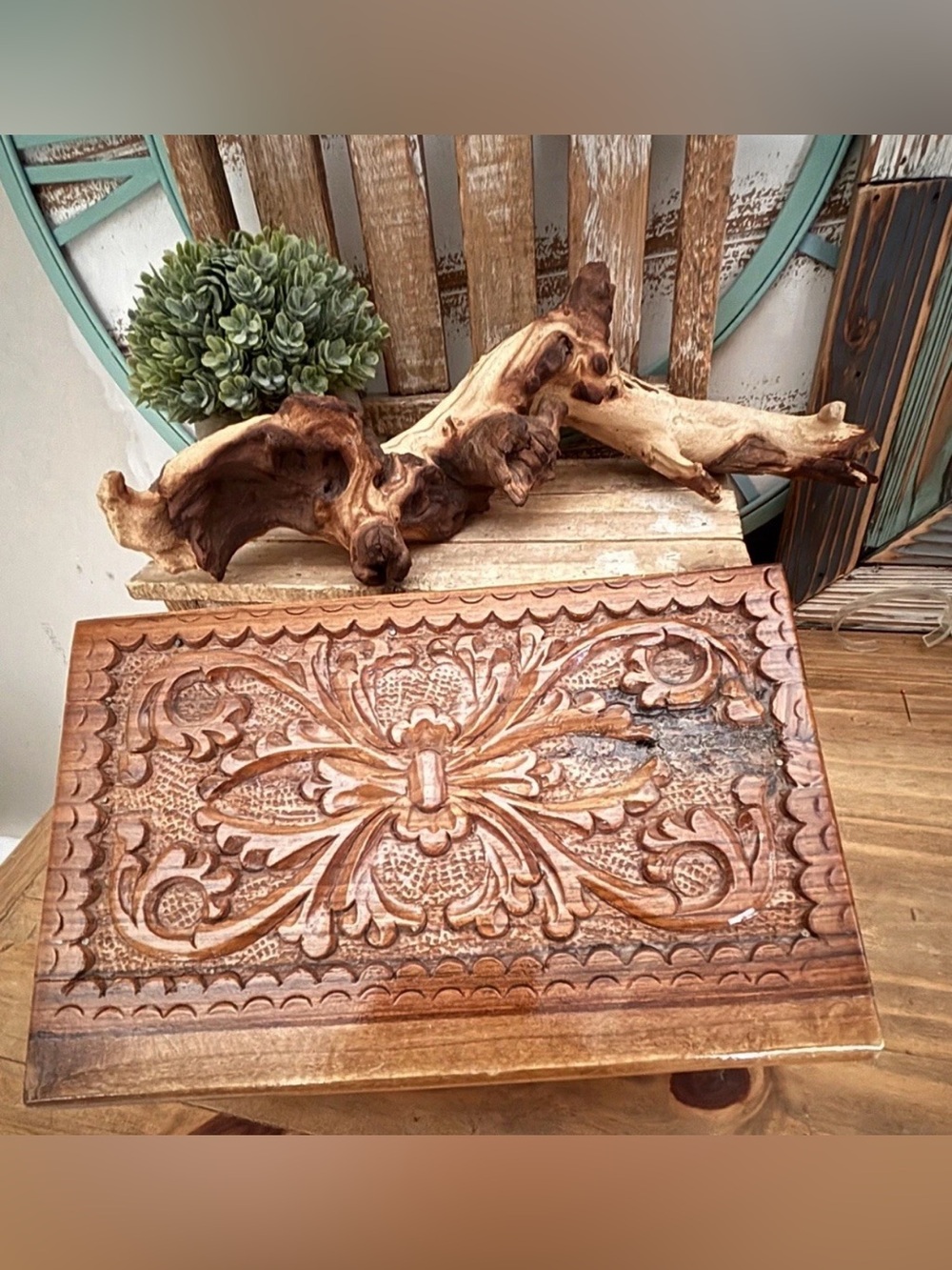 VTG Azores Portuguese Hand Carved Solid Wooden Puzzle Box